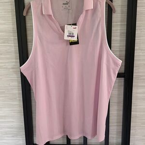 Puma pink and white UV protection, golf shirt, tennis shirt with zippered pocket